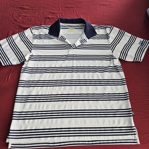 Reebok Striped Polo Shirt with Navy Collar